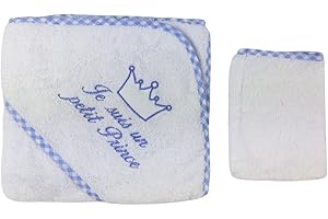 FRUIT DE MA PASSION Parure de bain pour bébé blanc et bleu - Je suis un petit prince