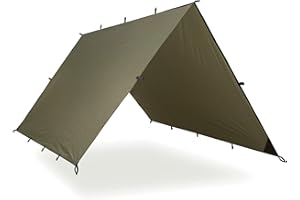 AQUA QUEST AQUAQUEST SAFARI Waterproof Camping Tarp - Lightweight Sun Shade or Rain Fly - Camping Essentials for Hiking, Backpacking & Hammock, 3 x 2 m Olive Drab