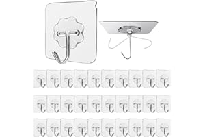 ZILZUFA 30 Pezzi Ganci Adesivi Muro,Trasparenti Gancio Autoadesivo Bagno da Parete, Ganci Forti Senza Cuciture per Cucina Soggiorno, Gancio Adesivo Forte Parete, 10 kg (max)