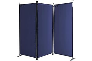 QUICK STAR Paravent 170 x 165 cm Séparateur de Tissu Jardin en 3 Parties Pliable Balcon Écran de confidentialité partition Bleu