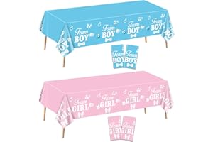 XJLANTTE Tovaglie Gender Reveal da 4 Pezzi - Decorazioni Gender Reveal per Ragazzi o Ragazze Tovaglia Rettangolare Rosa e Blu Idee per la rivelazione del Genere, 51 x 86,6 Pollici (Gender Reveal-2)