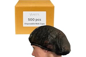 VANITY UK Mob Caps Black (500) Disposable Elasticated Hair Net for Spray Tans Hair Covering Catering Kitchen Beauty Salon Supplies One Size Fits All Bonnet for Hygiene and Protection