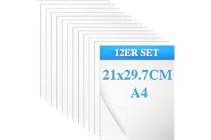 PLAPOT Paquete de 12 hojas de acrílico transparente A4, Láminas Acrílico Transparente Plexiglás 1mm, Láminas Plástico Acrílico Transparente,Hojas Acrílico Transparente Para Decoración, Marco Fotos, Pintura