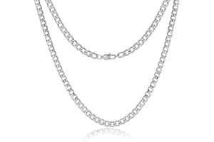 HSWYFCJY Men's Silver/Gold/Black Armoured Chain Necklace 6/9 MM Men Cuban Stainless Steel Chain,18/20/22/24 inches Cuban Chain Necklace for Men Women Fashion Jewellery Birthday Gifts