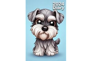2024 Diary: Miniature Schnauzer | A5 Week to View Dated from Jan 2024 to Dec 2024 | Weekly Planner Agenda Personal Organiser