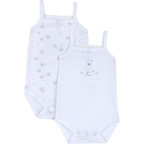 Body Neonata Chicco Cotone - Set 2 Pezzi Con Apertura Spalla E Stampa Cigni