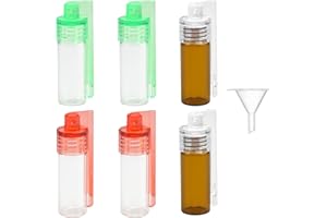 ICELSA UTMACH 6 Piezas Mini Botella de Bolsillo con Embudo Botella de Bolsillo con 1 Pieza Mini Embudo Mini Botella de Especias en Polvo Micro Embudo para Aceites de Polvo Reactivos