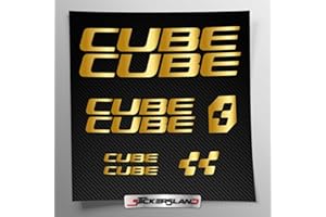 Sticker Kit Compatible with Cube MTB Mountain Bike Frame and Helmet | Decals Sticker Decal Bike Logos | Stickersland® (Shiny Gold Metallic)