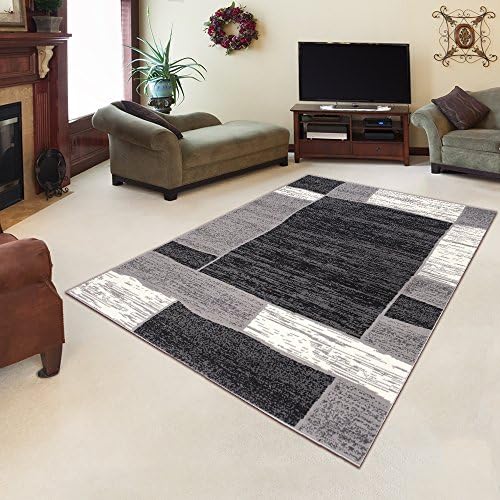 Area Rugs For Living Room Bedroom Dark Grey Modern Pattern Size S - XXL 300 x 400 cm (9ft11" x 13ft2")