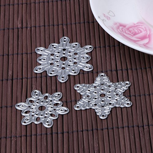 Amazingdeal365 3 PCS Schnee Metall Form Schablonen Schneiden DIY Dekor Sammelalbum Karten Buchzeichen Lesezeichen als Geschenk für Freunde Geburtstag Kinder,Kindergarten Hobby Schule Handarbeit Unterricht usw. Ein tolles Geschenk! - 2