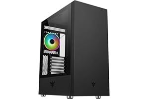 itek VERTIBRA S210 - Case PC Gaming Middle Tower ATX, Ventola ARGB 12cm, 2 porte USB3, pannello frontale liscio con traforatura laterale e pannello laterale in vetro temperato, Nero