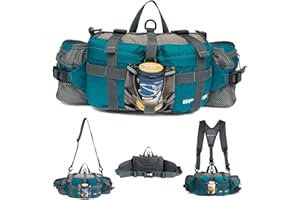 BRINNY Multifunktionale Gürteltasche mit 2 Flaschenhalter Rucksack Umhängetasche Trinkgürtel Bauchtasche Militärstil Handyfach Wasserdicht Laufgürtel Hüfttasche für Wandern Reise Camping Radfahren