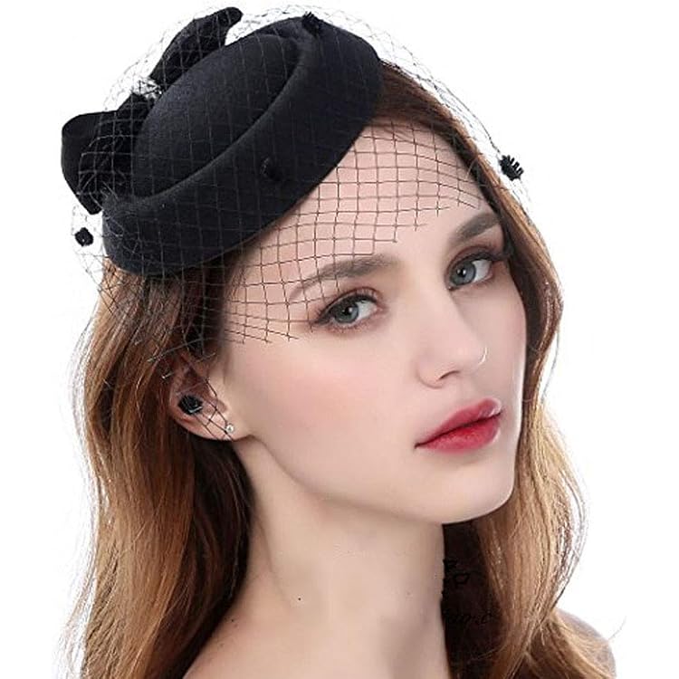 Bandeau En Maille De Voile Femme - Chapeau Vintage Avec Plume - Accessoire Élégant Pour Soirée, Mariage Ou Cosplay (Noir)