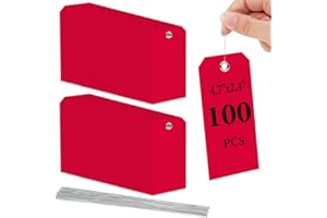 ‎FLINTRONIC Flintronic 100 Stück Wasserdichte Versandetiketten aus Kunststoff, Beschreibbare Hängeetiketten, Wiederverwendbar Versandanhänger, zum Beschriften und Identifizieren, für Schlüssel,Gepäck(Rot)