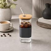 400 ML Bambu Kapaklı Cam Pipetli Bardak, Silikon Kılıflı Cam Su Bardağı, Yeniden Kullanılabilir Cam Pipetli İ&ccedil;ecek Bardağı, K