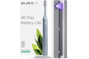 SURI 1.0 Sonic Electric Toothbrush with UV Cleaning Travel Case | 1 Month+ Battery | UK’s No.1 Rated | Electric Toothbrush Adults | Sonic Toothbrushes | Blue