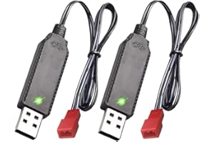 BAIWEIDUN 3.7V USB Cable Cargador con JST 2PIN Plug Compatible RC Coche/RC Avión/RC Tanque/RC Barco/Drone/Otros Juguetes de Control Remoto para 3.7V Lipo Batería Cargador (2)