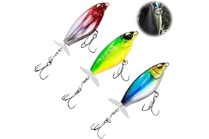 EMODWEY Poissons Nageur Flottants, Leurre pour Bar, Leurre Flottant pour Le Bar avec Queue en Hélice pour Attraction Maximale, Idéal pour la Pêche en Surface