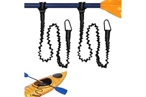 gaoduanluoluo 2 Pièces Pagaie de Kayak Corde de Sécurité, 1,5 m Canoë Laisse Paddle Élastique avec Mousqueton pour Bateau, Surf, Accessoires de Pagaie de Kayak