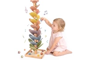 Joyreal Montessori Leksaker från 3 4 5 år - Klangträd Träleksaker Murmelbana Trä Montessori Regnbåge Motorikleksak Födelsedag Pojke Flicka