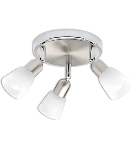 BRILLIANT lamp Bethany LED spot rondelle 3flg iron/chrome/white-alabaster | 3x LED-D45, E14, including 4W LED drop lamp, (450lm, 2700K) | Scale A ++ to E | Energy efficient and sustainable thanks to