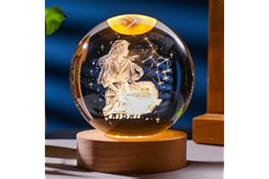 Besot Laser Engraved Zodiac Sign Crystal Ball Miniature 3D Crystal Craft Decoration Glass Sphere Home Decoration Accessories Gift (Virgo, 3.15 Inches)