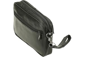 Sotala HANDGELENKTASCHE - Herren Handtasche Tasche Echt Leder Geld Bag Umhängetasche Dokumententasche Handschlaufe Schwarz