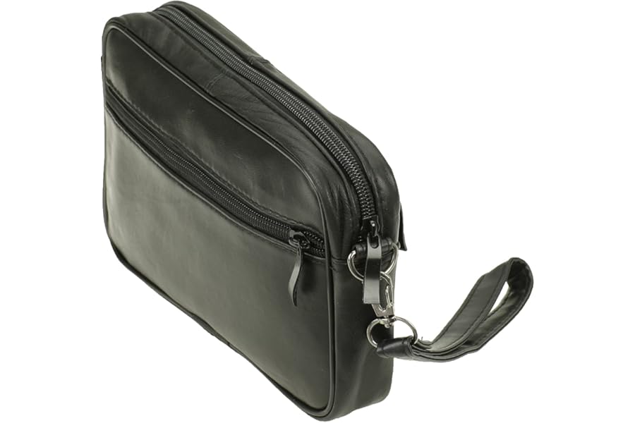 Sotala Wrist Bag – Men's Handbag Genuine Leather Money Bag Shoulder Bag Document Bag Hand Strap Black