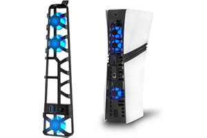 HEATFUN PS5 Pro Fan with USB Port & Blue LED Lights, Triple High-Speed Fans for Efficient Cooling, Quiet Operation, Adjustable Speed, Premium PS5 Pro Cooling Fan & Must-Have PS5 Pro Accessories