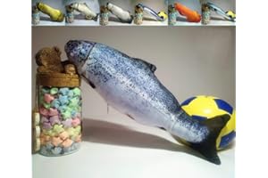 Maibar Cat Kicker Fish Toys Catnip Toy for Indoor Cats with ZIPPER Plush Realistic Cat Mint Toys (30, Trout)