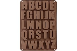 BouGPeng Stampi in Silicone con Lettere Stampi per Cioccolatini 33.5x22.5x2.6cm Stampo per Cottura Cioccolatini Extra Stabile Stampo per Cottura per Fare Caramelle Muffin Caramelle(Marrone)