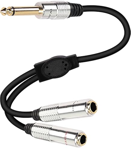 Cable De Audio Stagg YC-0,1/1PS2PFH - Jack Estéreo 1/4" A Doble Jack Mono, 10 Cm, Negro