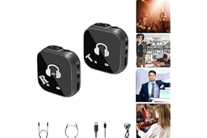 HFLWYWD Sistema di monitoraggio wireless in-ear da 5,8 G, trasmettitore stereo wireless IEM e ricevitore Beltpack, monitor professionale in ear per computer, telefono, scheda audio, studio, prove, prestazioni