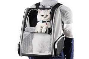 KIEPOAR Sac de Transport pour Chats Petits Chiens 7.5kg, Sac à Dos en Filet Respirant pour Petit Animaux, Pliable Spacieux avec Matelas en Peluche Amovible, Panier pour Voyage on Train Voiture Avion (Noir)