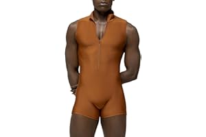 Nyeemya Men Gymnastic Leotard Sleeveless One Piece Yoga Workout Gym Bodysuit Wrestling Singlet Zipper Unitard Biketard