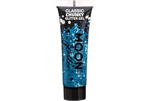 Classic Chunky Face & Body Glitter Gel by Moon Glitter - Blue - Cosmetic Festival Glitter Face Paint for Face, Body, Hair, Nails - 12ml