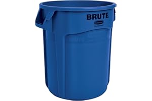 Rubbermaid Commercial Products BRUTE Conteneur À Déchets, 76 L Bleu – Bac Rond Renforcé Avec Canaux De Ventilation Pour Chantier, Cuisine Ou Entrepôt – FG262000BLUE