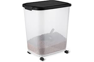 Amazon Basics Pet Food Storage Container, 15.8 kg,Transparent and Black