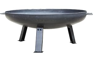 La Hacienda 55576 Pittsburgh Medium Firepit - Industrial Thick Steel - Patio Heater - 360 View - Log Burner, Oiled Steel, 33cm H x 85cm