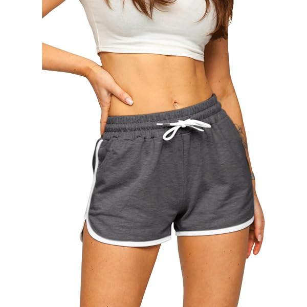 OZONEE Damen Sweatshorts High Waist – Baumwolle-Elasthan, Elastischer Bund, Sportshorts Für Training