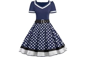 Babyonlinedress Femme Robe de Soirée Chic Jointif avec Ceinture Vintage rétro année 50s pin-up Rockabilly Swing à Pois