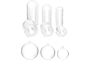QWORK® 30 Bolas de plástico Transparentes, Ø 4 cm, Ø5 cm, Ø6 cm Bolas Navidad Transparentes, Bolas de plástico para Rellenar