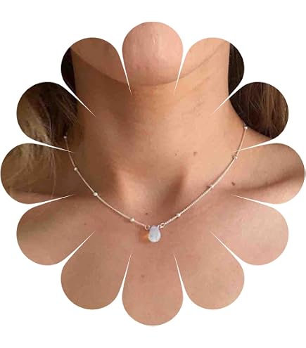TseenYi Pietra Di Luna Cuore Collana Ciondolo Argento Opale Cuore Y Lariat Collana Piccolo Cuore Y Goccia Collana Piccolo Cuore Girocollo Collana Vintage Opale Cuore Ciondolo Collana Catena Gioielli