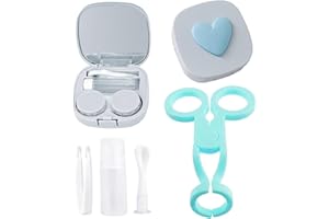 XoeLLe Contact Lenses Case, Left Right Eyes Contact Lens Holder, Travel Contact Lens Case with Mirror, Portable Travel Contact Lens kit, with Tweezers, Wearing Stick, for Daily Travel, Work