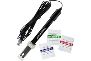 TEKCOPLUS 0-14 pH Sonda Elettrodo Connettore BNC, misuratore di pH dell'acqua con cavo di 300 cm per PH Meter Monitor Controller Test Sensor, kit di sostituzione per acquario idroponica pianta piscina spa