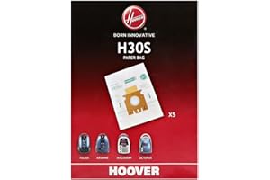 HOOVER H30S Sacs pour Aspirateurs Hoover, Compatibles avec les Aspirateurs Hoover Telios, Telios Plus, Arianne, Octopus et Discovery, Sacs d'Origine, Anti Odeur, Lot de 5 Pièces
