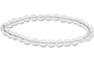 Garaulion Bracelet Cristal de Roche Pierre Naturelle 6mm | Idées claires | Lithothérapie (Cristal de Roche)