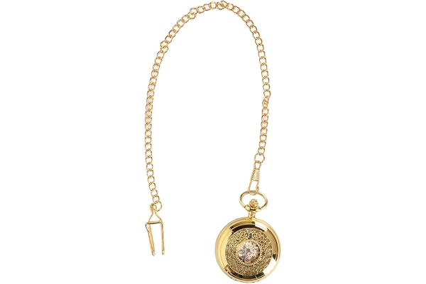 MAJONMMERD Mekanisk Fickur, Handupprullande Lysande Händer Vintage Steampunk-stil Skelettfickur med Kedja för Kvinnor Män