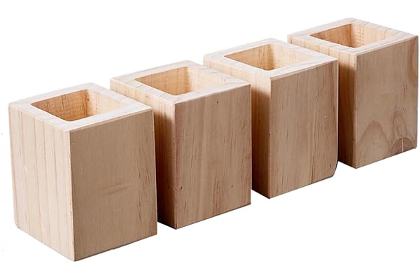 NANNAN3360 höjningar av trä soffhöjd 4 stycken fyrkantiga möbelhöjare tung last bordslyft massivt trä möbelfötter, lägger till 5–20 cm höjd (A 7,5 cm ökade höjd 15 cm)