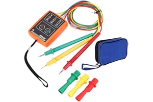 Phasenprüfer Drehfeldmessgerät AC60V~600V, EBKCQ Drehfeldmessgerät 3 Phasen,Drehfeldtester,3 Phasenfolge Presence Rotation Tester mit Krokodilklemmen und Summertester Zeigt,für Hochspannungsgeräten